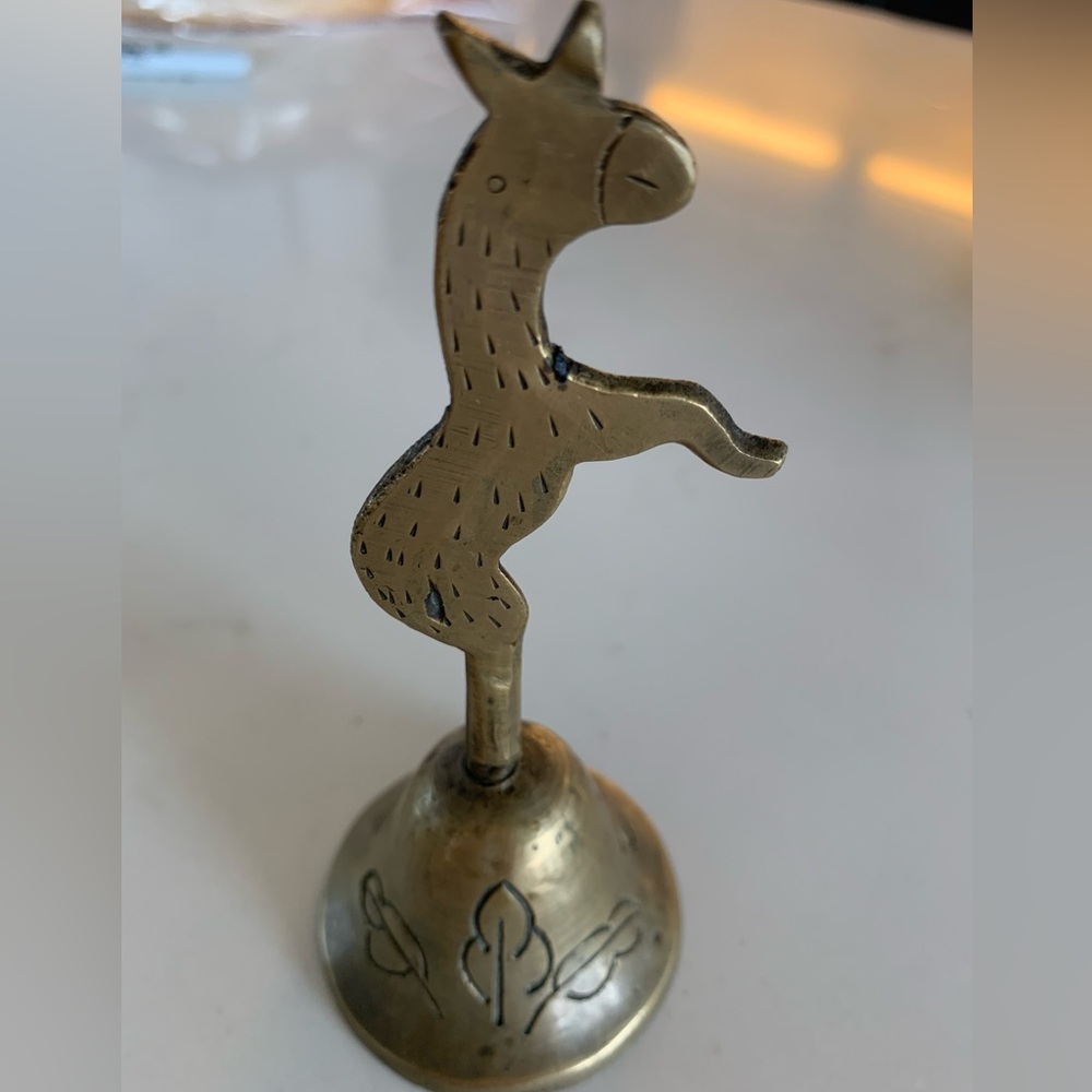 Vintage Brass Etched Horse Bell 4 and 3/4 inch